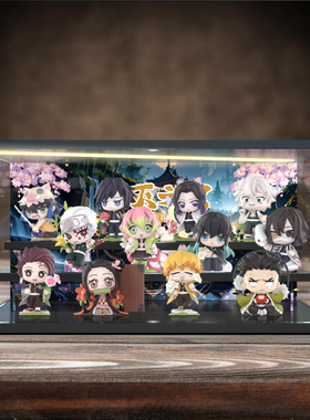 适用POPMART 泡泡玛特 鬼灭之刃诞生花系列盲盒收纳盒灯光展示柜