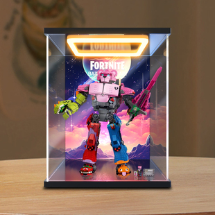 适用乐高77078机甲小队首领 碉堡之夜模型手办回灯亚克力展示柜