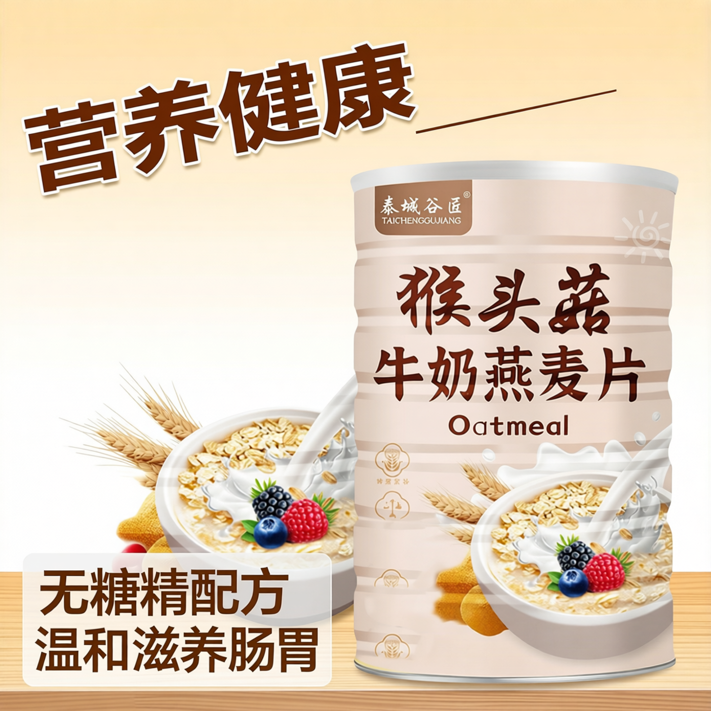 猴头菇牛奶燕麦片无糖精营养早餐冲饮胃粥即食代餐食品官方旗舰店