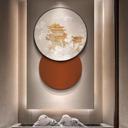 惊呆了！原来玄关挂这个这么好看新中式装饰画走廊过道浮雕挂画