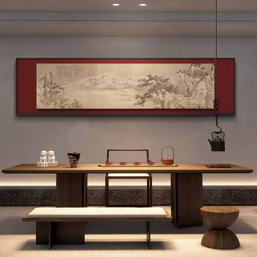 东方美学民宿茶室禅意背景墙艺术挂画新中式茶室长条横幅装饰画 - 封面