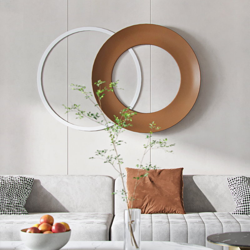 哇塞~这个画好满意圆形组合客厅沙发背景装饰画 简约现代玄关挂画图片