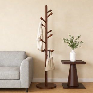 挂衣架 加粗家用室内落地式 衣帽架简易组装 实木办公室用不占地立式