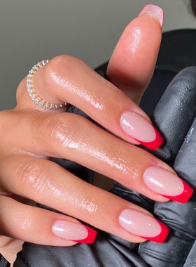 【红色诱惑】纯手工定制穿戴甲ins小红书高级杏仁法式成品美甲