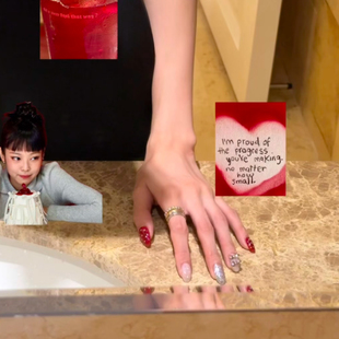 Jennie同款 甲片 穿戴甲红色纯手工气质显白欧美杏仁美甲中长款