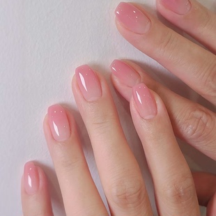 ins高级简约裸色海莉纯手工穿戴甲气质显白短甲美甲短款 甲片xg 款