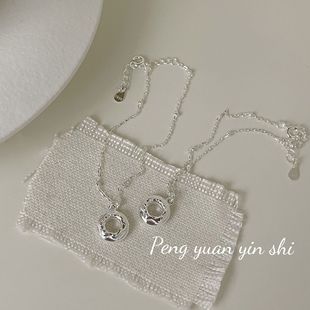 素创S925纯银熔岩肌理纹圆环手链高级感设计轻奢简约圈圈手饰