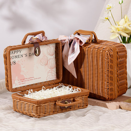 伴手礼盒高级生日礼物盒创意礼盒包装空盒子仪式感藤编结婚送伴娘