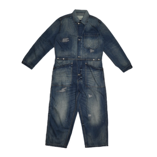 裤 日系复古机车风工装 做旧宽松休闲百搭一体服 牛仔连体裤 明星同款