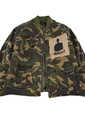 美式复古水洗迷彩棒球领棉服 男女冬季加厚over宽松休闲百搭夹克