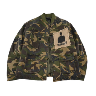 美式复古水洗迷彩棒球领棉服 男女冬季加厚over宽松休闲百搭夹克