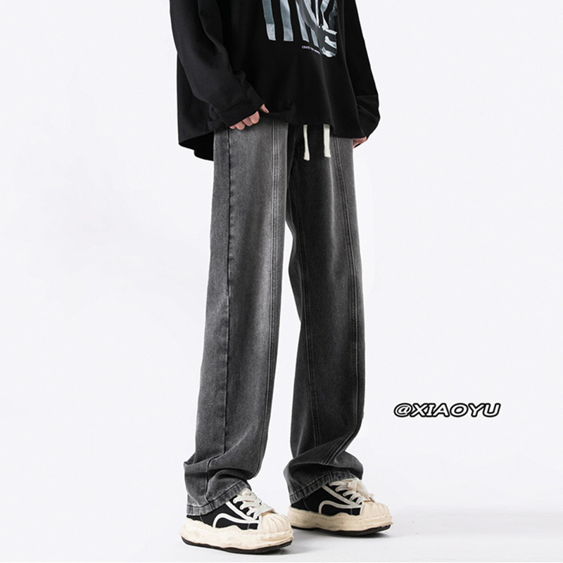 隐哲穿搭TY515秋季新款复古休闲裤男生宽松百搭大码直筒牛仔长裤