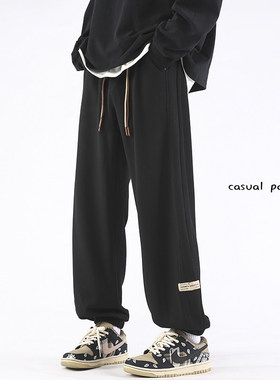 隐哲穿搭K1049秋季新款男生贴标束脚卫裤男潮流大码百搭休闲裤