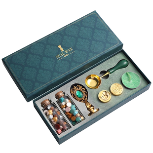 复古高档火漆印章礼盒套装蜡粒烤炉勺子印章章头全套大礼包高颜值信封封口儿童男孩生日礼物diy手帐工具套盒