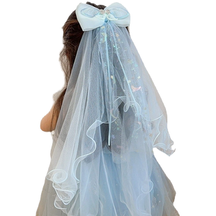 儿童头纱女童爱莎公主裙头饰花童宝宝生日礼服艾莎发饰小女孩发夹