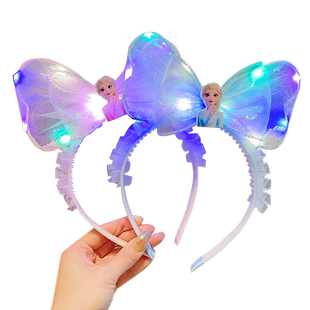 儿童发光发箍女童迪士尼公主发卡头饰女款不勒头防滑发捆宝宝头箍