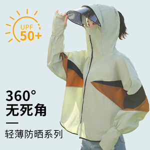 2025新款女士拼接防晒服冰丝镜片骑车罩衫透气宽松防紫外线防晒衣