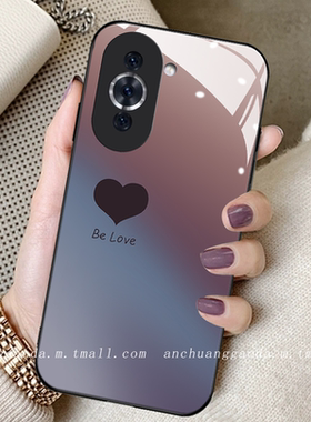 暗夜紫爱心适用华为nova10手机壳nova9pro少女nova8se新款hinova9钢化玻璃nova7高端11防摔全包6se保护套12