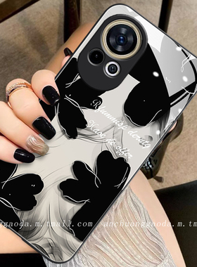 黑色水墨花适用华为nova12手机壳nova11pro女8se新款hinova10液态玻璃7pro高端nova9防摔全包nova6保护套简约