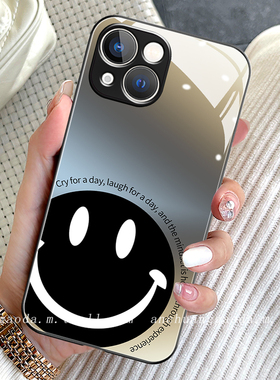 渐变线条笑脸适用opporeno10手机壳reno9女reno7se新款reno8proplus液态玻璃reno6/5/4全包防摔保护套a96简约