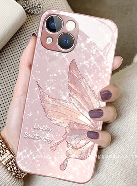 炫彩钻石蝴蝶适用opporeno11手机壳reno10女reno9新款reno8proplus液态玻璃reno6/5/4全包防摔保护套7se简约