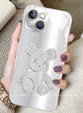 渐变暴力熊适用opporeno12手机壳reno11女reno10新款reno9proplus电镀玻璃reno8/6全包防摔保护套find7简约