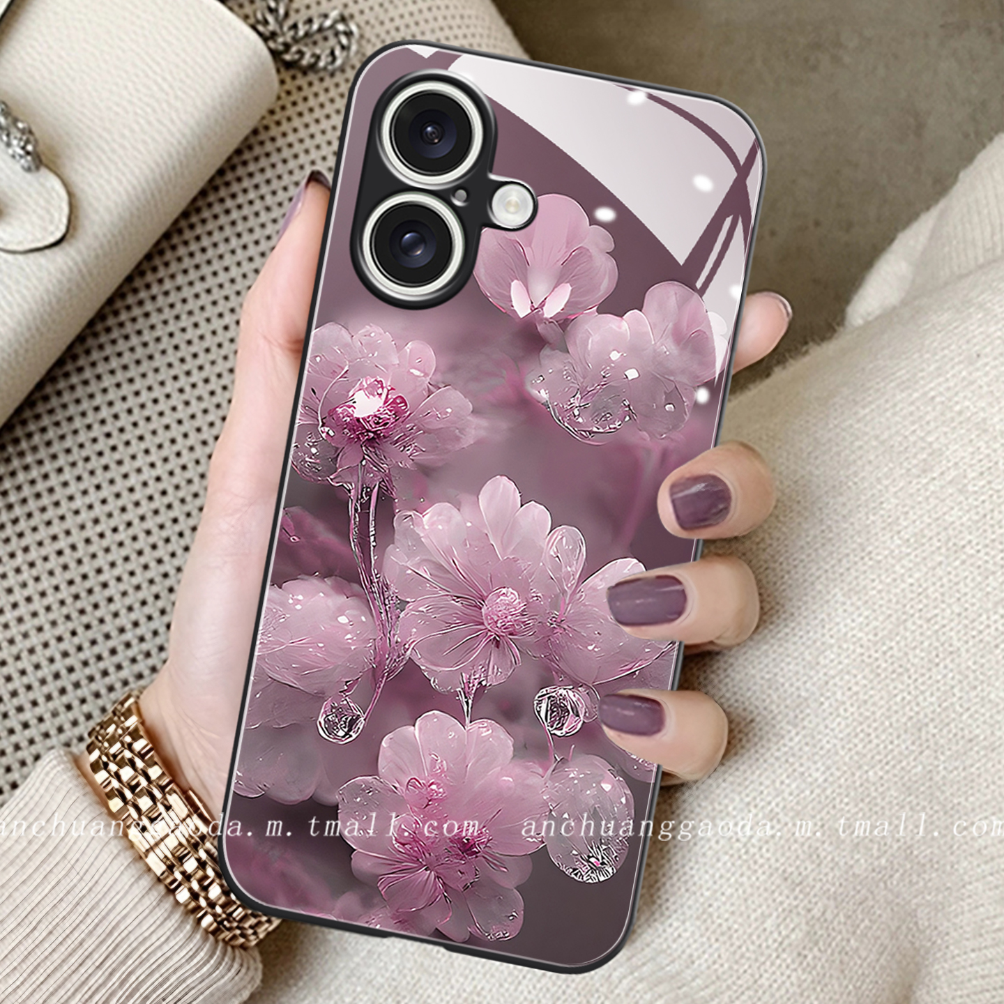 适用液态玻璃苹果手机壳简约