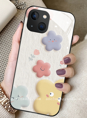 微笑花朵适用opporeno9手机壳reno8女reno6proplus新款reno7se钢化玻璃reno5/4/3全包防摔保护套r17简约