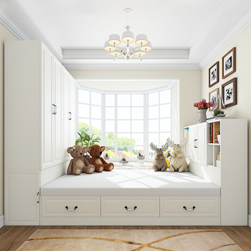 【现货限购】高档间纳衣欧床人榻柜一体柜双m带简约收榻床衣帽间