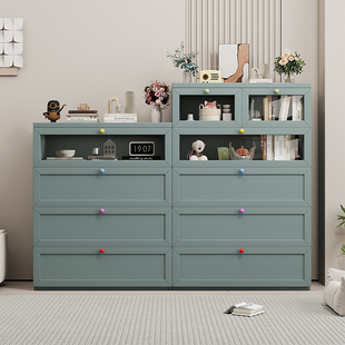 铁艺多层斗柜家用极简风客厅大容量防尘铁皮储物柜钢制抽屉柜