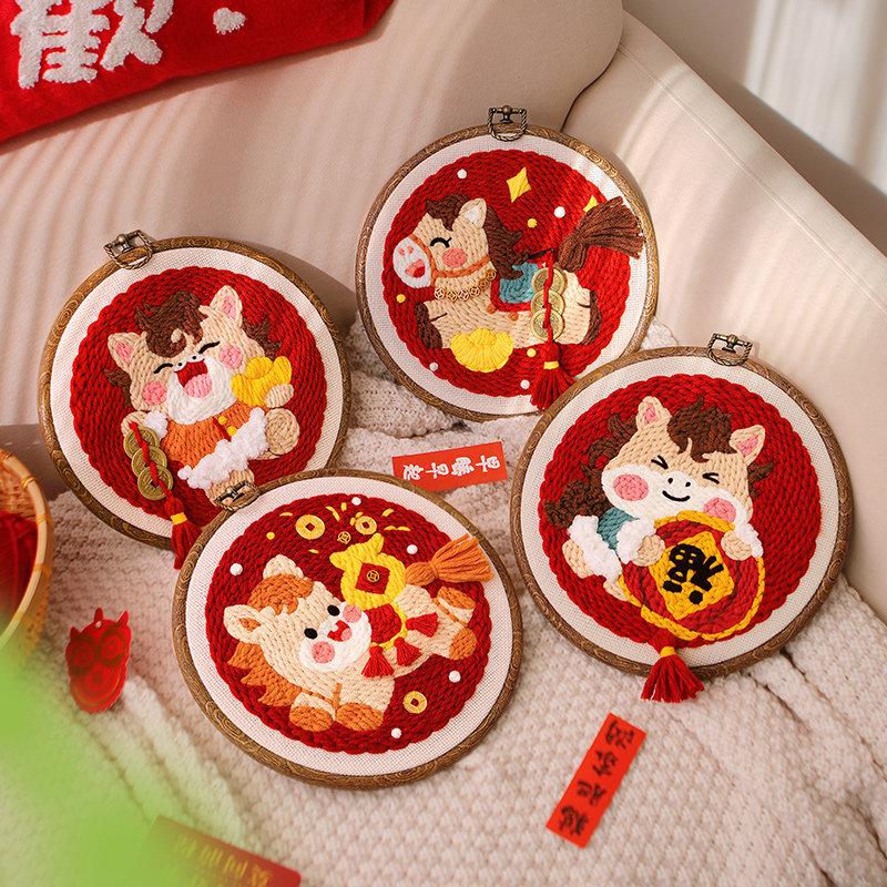 新款马年戳戳绣手工diy材料包家居挂件桌面摆件简单制作送友礼物,居家布艺,缝纫DIY材料套装,淘宝优惠券,粉丝福利购,淘宝优惠卷