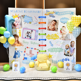 生日照片书本迎宾牌布置宝宝儿童周岁百日宴装饰派对kt板定制酒店
