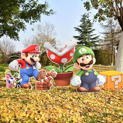 马里奥Mario生日布置气球kt板