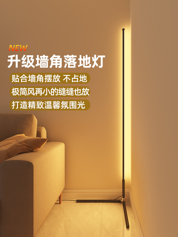 网红极简墙角落地灯客厅卧室立式台灯床头灯氛围ins温馨护眼led灯