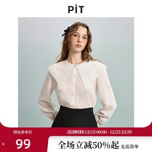 衬衣 长袖 PIT复古娃娃领白衬衫 女新款