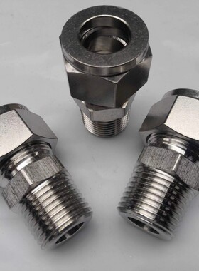 304不锈钢卡套接头直通终端铜管仪表气路连接ZG3/8 1/2寸-10 12mm