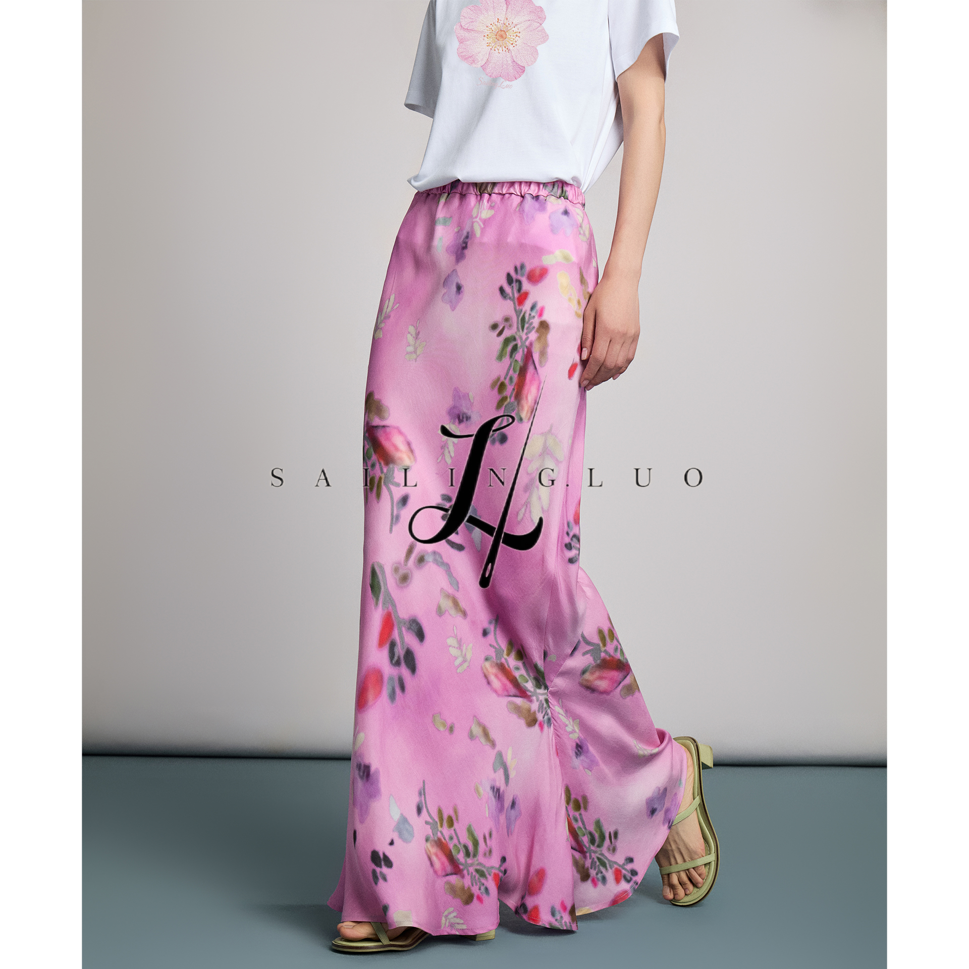 SAILINGLUO/25夏装新款印花半身裙女高腰显瘦气质鱼尾裙半身裙
