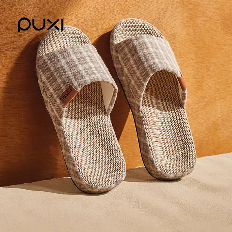 朴西2026新款透气防滑亚麻拖鞋春秋棉麻简约舒适防臭男士足弓室内