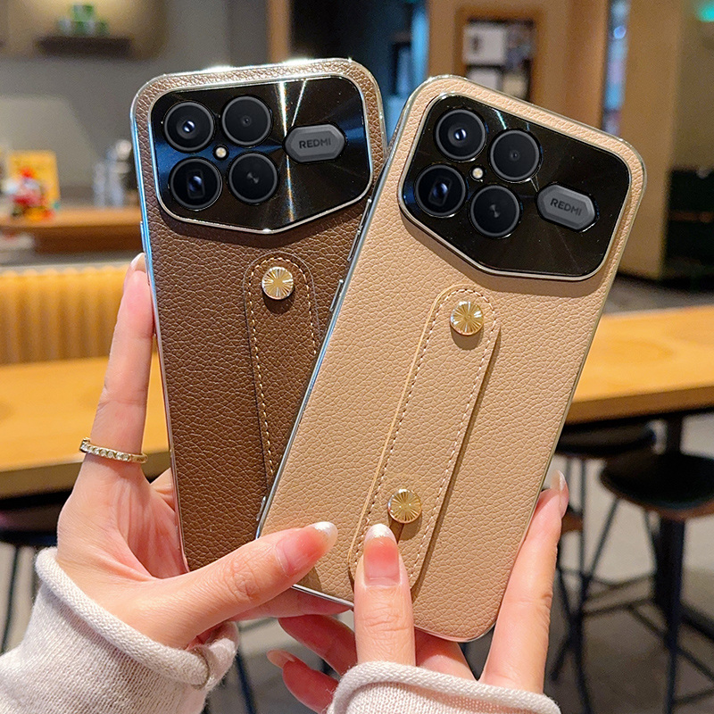 适用红米K90ProMax冠军版手机壳全包防摔创意网红电镀荔枝纹红米K90ProMax冠军版套奢华超薄个性腕带款