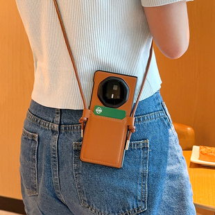 适用荣耀MagicV5手机壳全包防摔挡奢华潮牌卡包荣耀MagicV5折叠屏保护套高级感棕网红斜挎挂绳女款