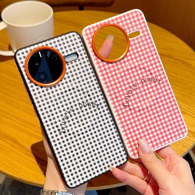 适用红米K80手机壳全包金甲系列磁吸黑红格纹红米K80保护套网红潮牌女款红米K80pro高档气囊支架
