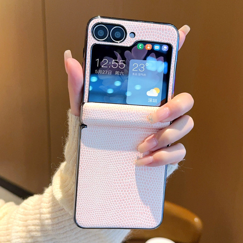 适用三星ZFlip4手机壳全包简约防摔创意超薄三蜥蜴纹ZFlip5折叠屏保护套网红时尚ZFlip6个性电镀包中轴