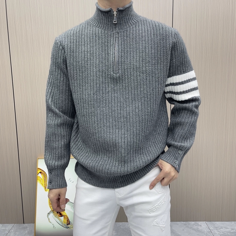 男士立领半拉链针织衫