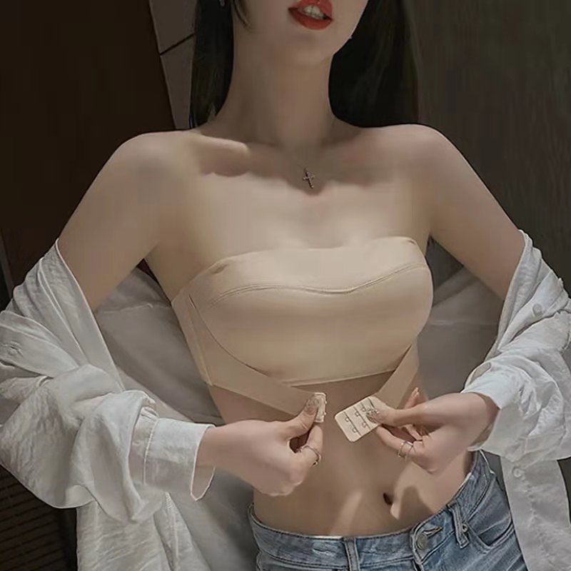 无肩带内衣女防滑聚拢小胸裹抹胸夏季美背文胸隐形防走光婚纱专用