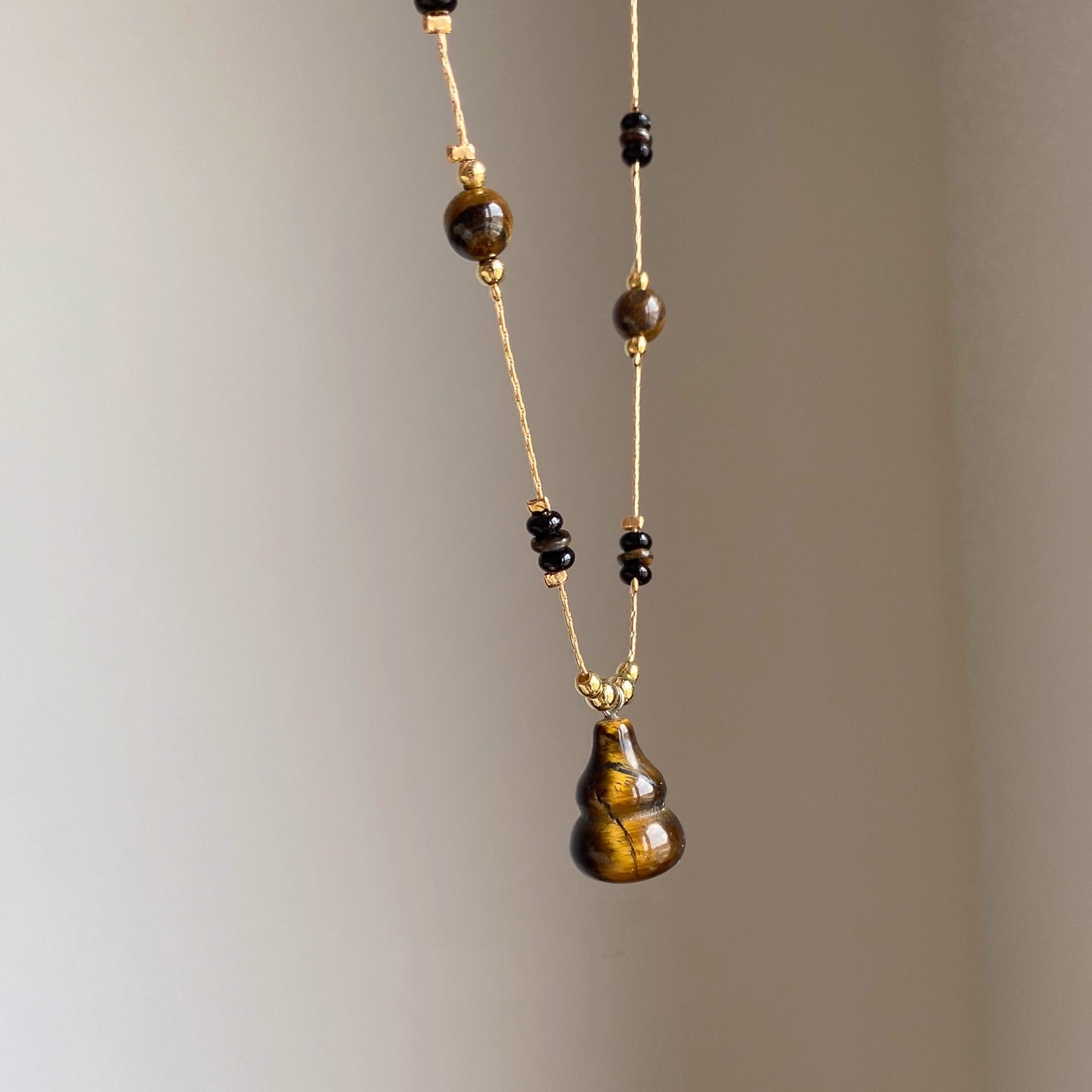 S925纯银虎眼石葫芦项链2025新款轻奢小众设计感高级感秋冬毛衣链