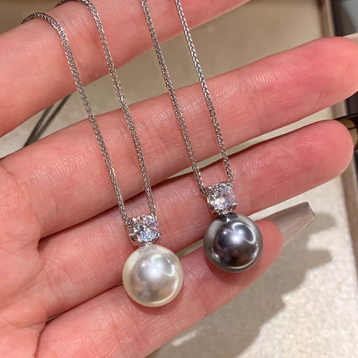 S925纯银戴妃珍珠项链女2025新款轻奢小众设计感高级感简约锁骨链