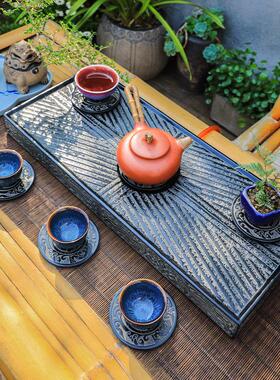陋石坊新中式干泡茶盘客厅茶几家用功夫茶具长方形排水小茶台茶托
