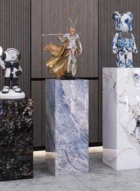 大理石摆件底座展示摆台玄关装饰品客厅落地式石墩立柱岩板花架子