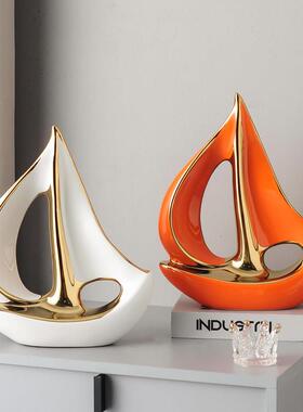 一帆风顺帆船摆件客厅玄关艺术品电视柜酒柜轻奢高档办公室装饰品