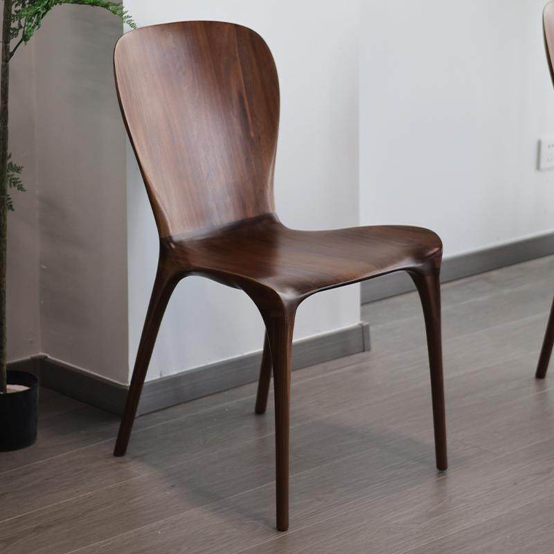 实木餐椅北美黑胡桃木尤里卡椅曲面全榫卯休闲北欧原木家用靠背椅